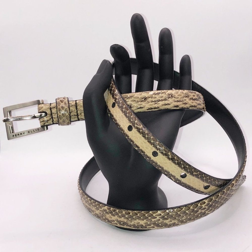 Vintage Perry Ellis Genuine Snakeskin Belt – Y2K Western Style XL